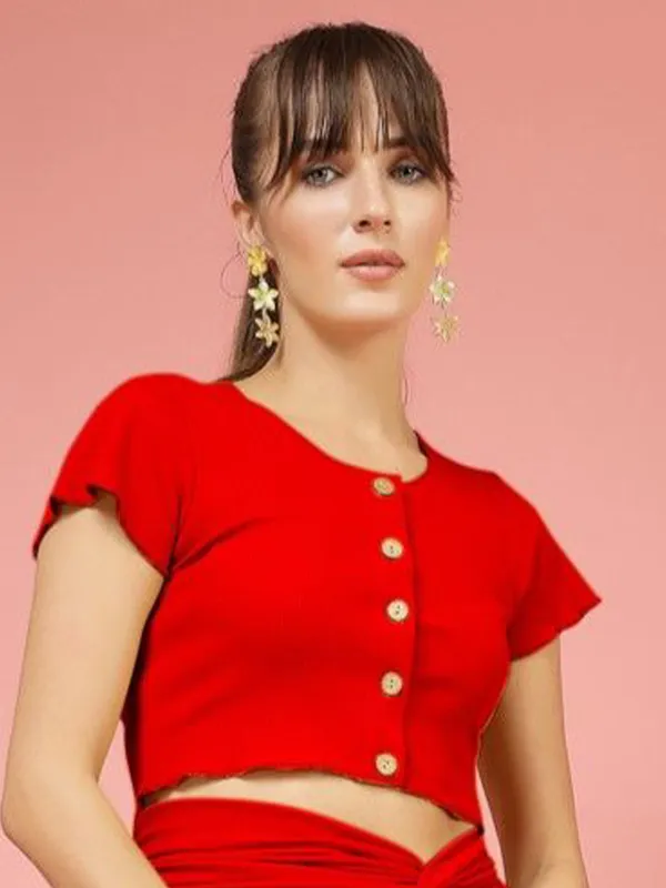 Red_Acrylic_Nylon_Spandex_Bolero_Cardigan_For_Women