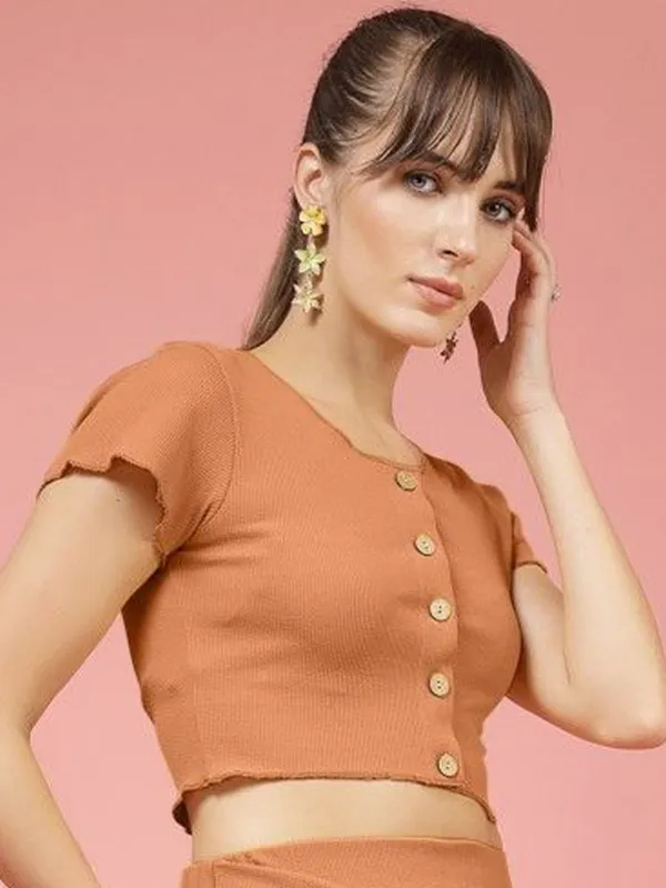 Apricot_Brown_Acrylic_Nylon_Spandex_Bolero_Cardigan_For_Women