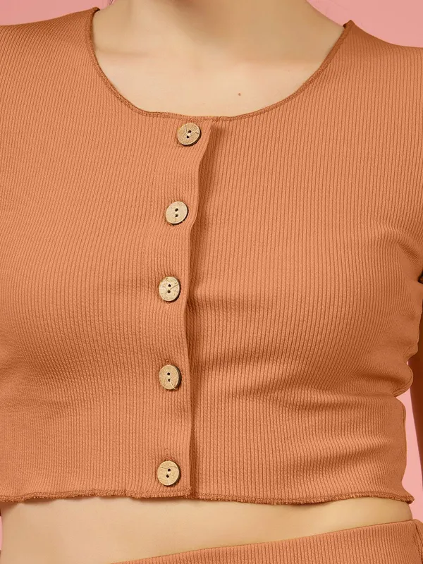 Apricot_Brown_Acrylic_Nylon_Spandex_Bolero_Cardigan_For_Women