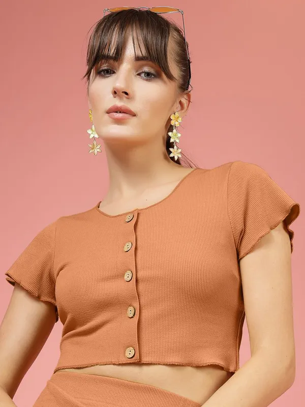 Apricot_Brown_Acrylic_Nylon_Spandex_Bolero_Cardigan_For_Women