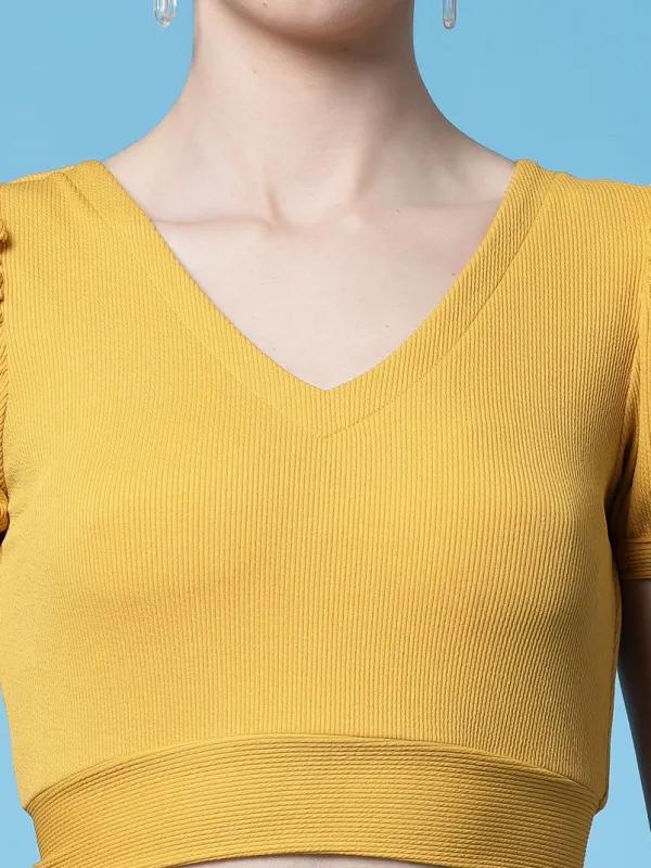 Yellow_Womens_Smocked_Bardot_Crop_Top