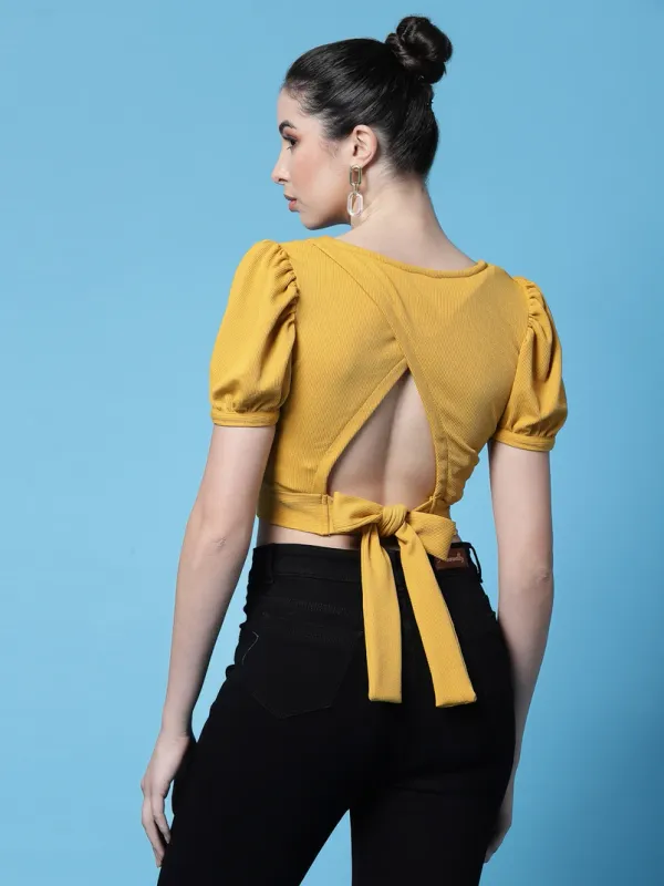 Yellow_Womens_Smocked_Bardot_Crop_Top
