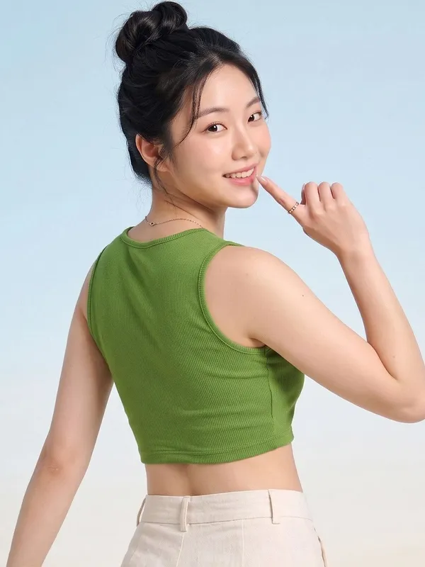 Green_Womens_Cotton_Blend_Crop_Top