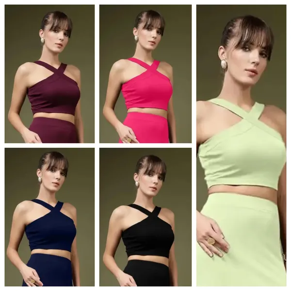 Multicolor_Womens_Halter_Neck_Crop_Top_And_A_Line_Skirt_Coord_Set_-_Pack_Of_5