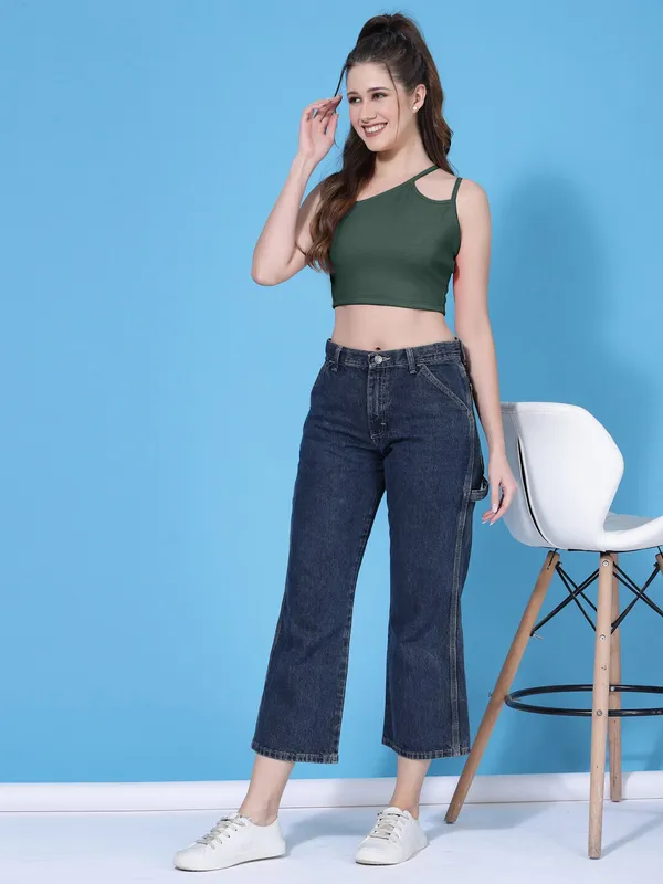 Dark_Green_Women_Rib_Crop_Top