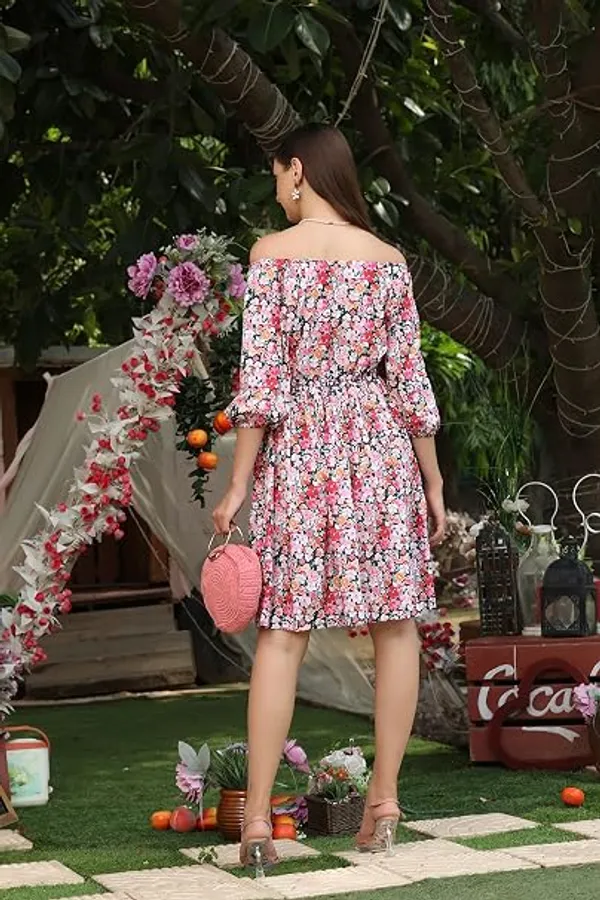 Pink_Womens_Off_Shoulder_One_Piece_Dress