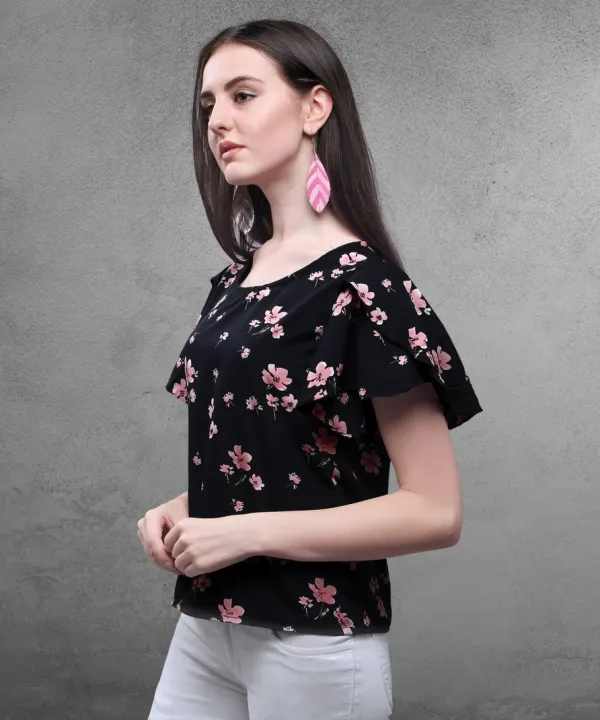 Black_Women_Crepe_Top_With_Cape_Sleeves