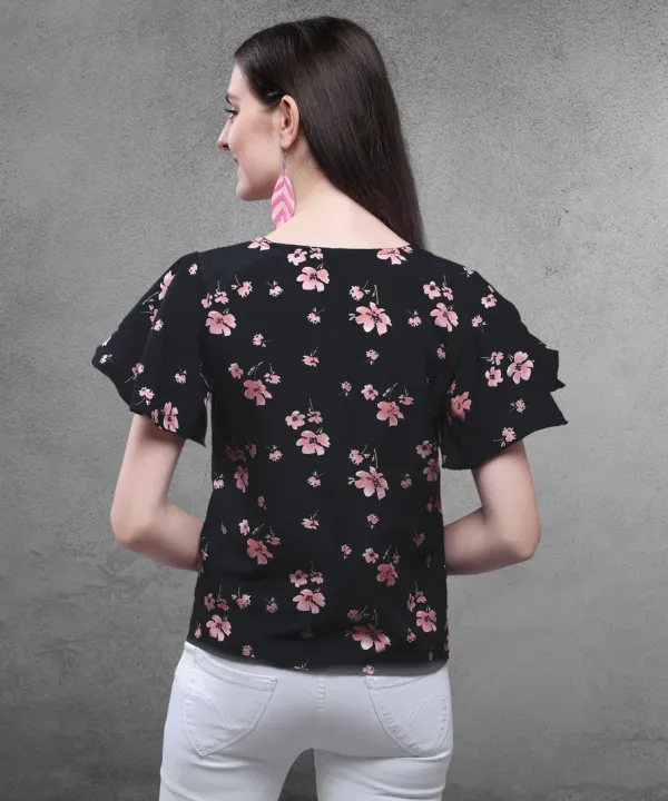 Black_Women_Crepe_Top_With_Cape_Sleeves