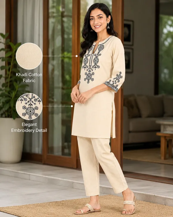 Off_White_Cotton_Kurta_Pant_Set_For_Women