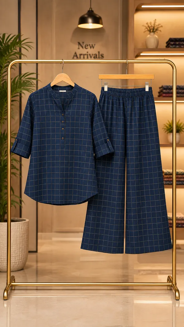 Blue_Checked_Casual/Formal_Co-Ord_set