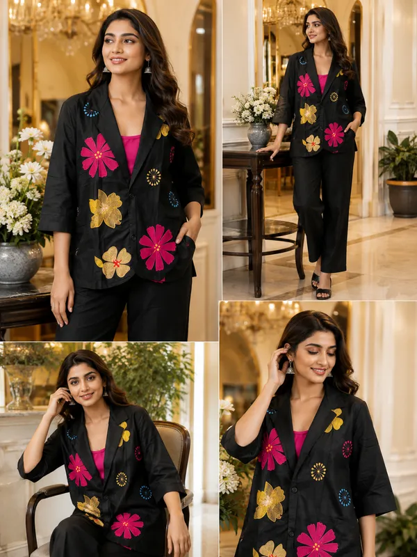 Black_And_Pink_Khadi_Blazer_Co-Ord_Set_For_Women