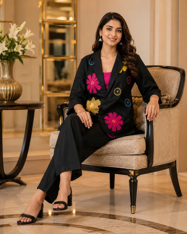 Black_And_Pink_Khadi_Blazer_Co-Ord_Set_For_Women