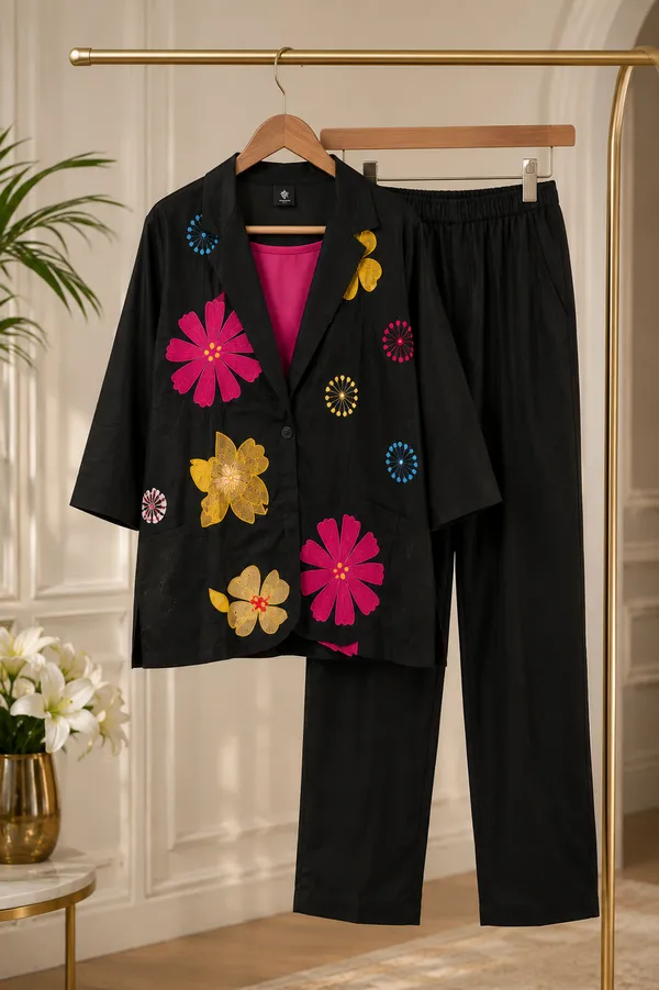 Black_And_Pink_Khadi_Blazer_Co-Ord_Set_For_Women