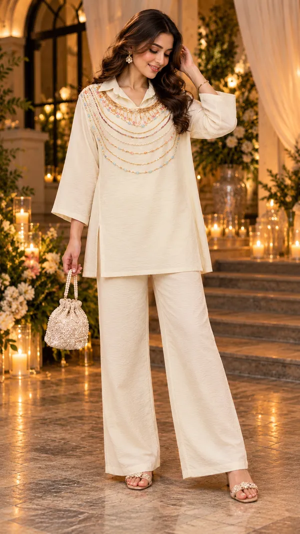 Cream_Premium_Coord_set_embellished