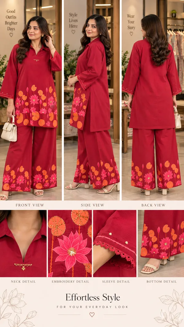 Red_hand_painted_festive_Cotton_Co-Ord_Set
