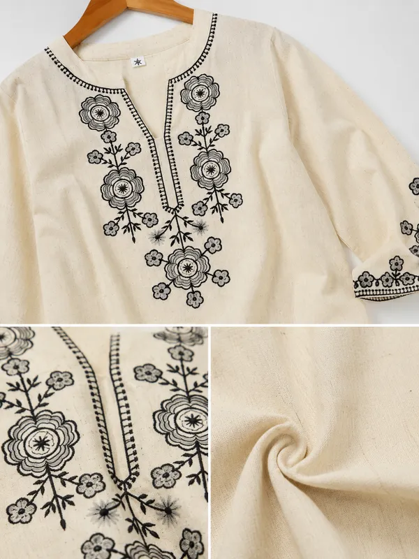 Off_White_Cotton_Kurta_Pant_Set_For_Women