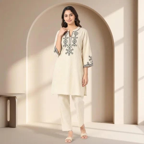 Off_White_Cotton_Kurta_Pant_Set_For_Women