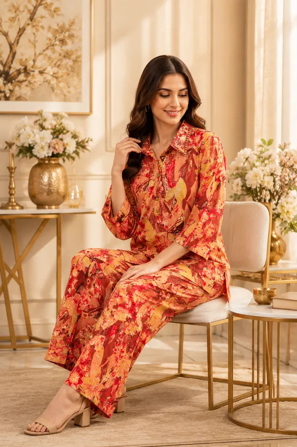 Red_And_Yellow_Cotton_Co-Ord_Set_For_Women