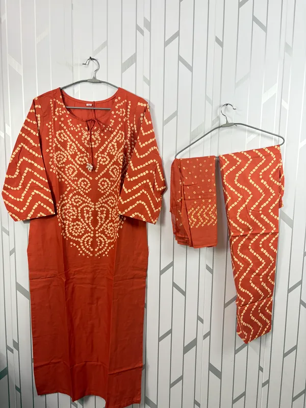 Orange_Cotton_Kurta_Dupatta_Set_For_Women