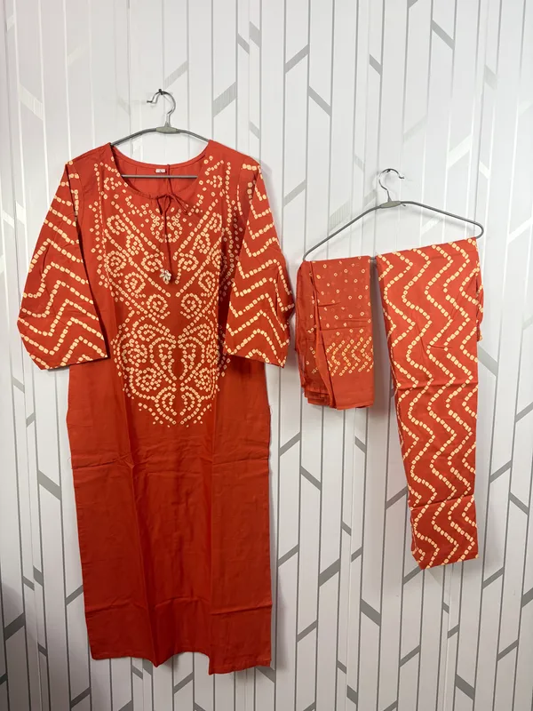 Orange_Cotton_Kurta_Dupatta_Set_For_Women