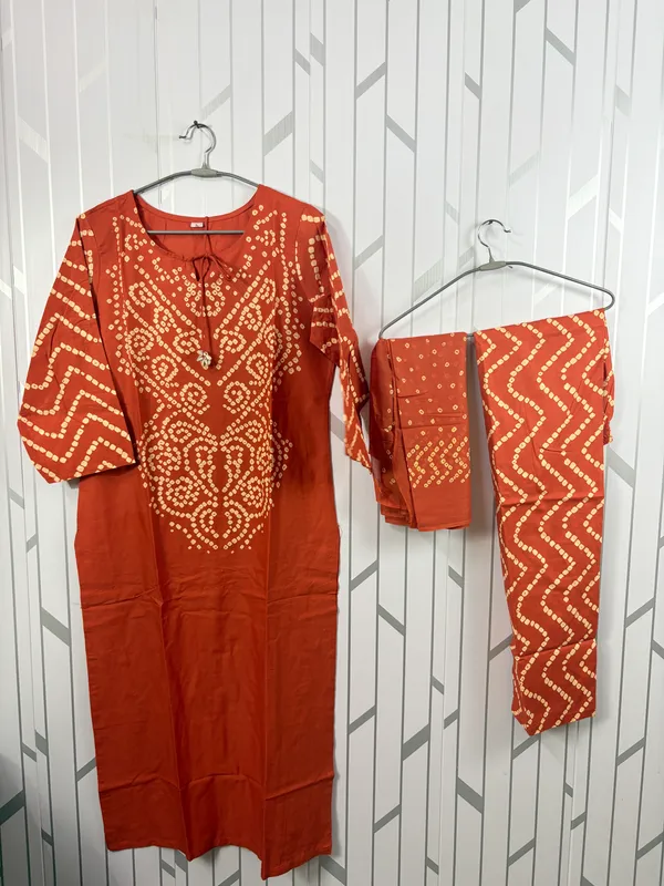 Orange_Cotton_Kurta_Dupatta_Set_For_Women