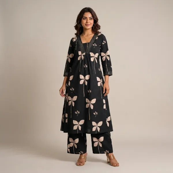 Black_Rayon_Kurta_Set_For_Girls