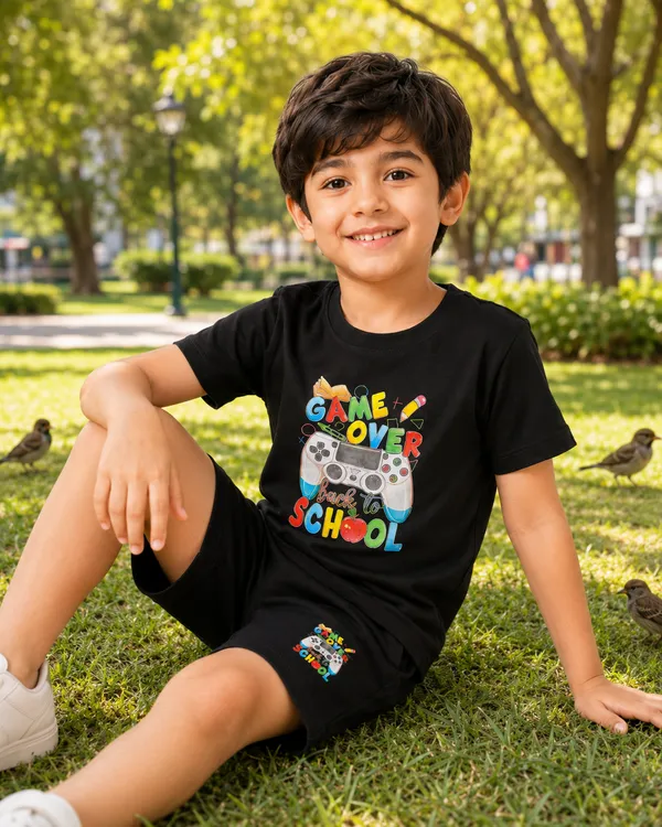 Black_Cotton_T-Shirt_And_Shorts_Set_For_Boys