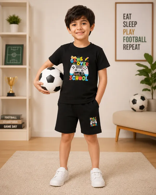Black_Cotton_T-Shirt_And_Shorts_Set_For_Boys