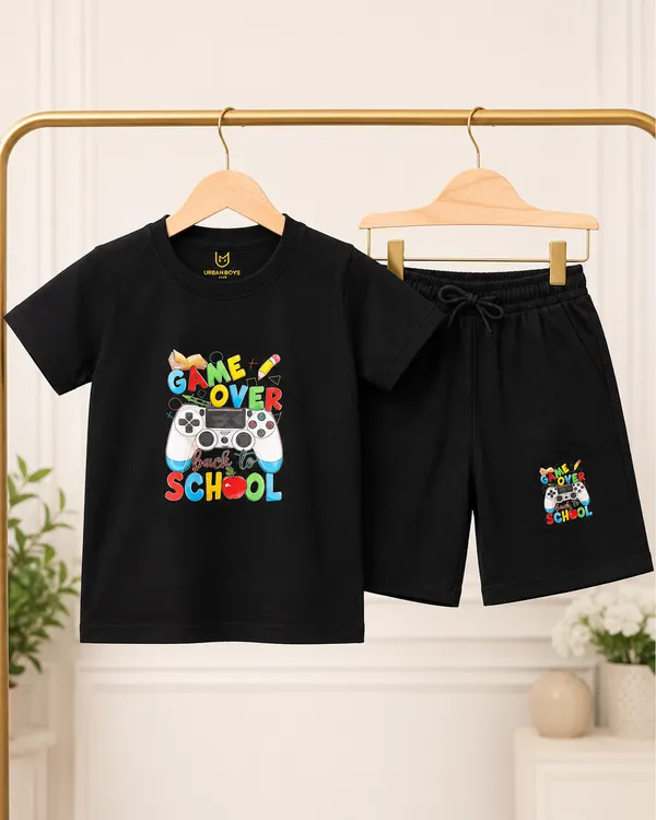 Black_Cotton_T-Shirt_And_Shorts_Set_For_Boys