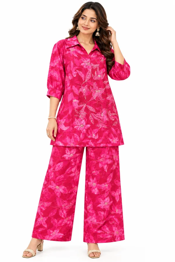 PINK_cotton_silk_co-ord_set-_festive_wear