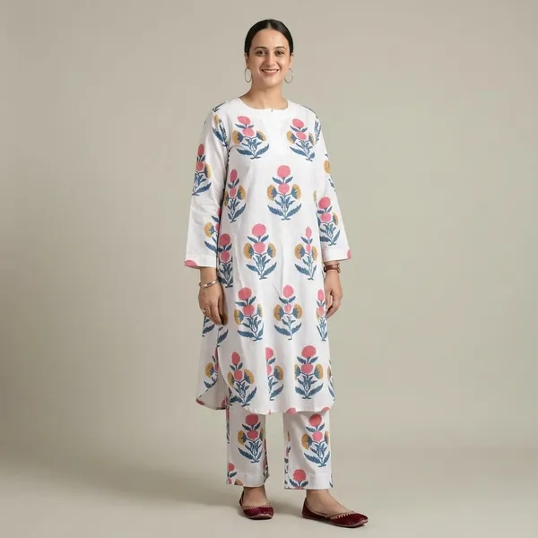 Sanganeri_Print_Cotton_Kurta_Pant_Hand_Block