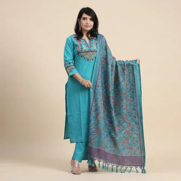 Cotton_Slub_Kurta_Pant_With_Dupatta_Set