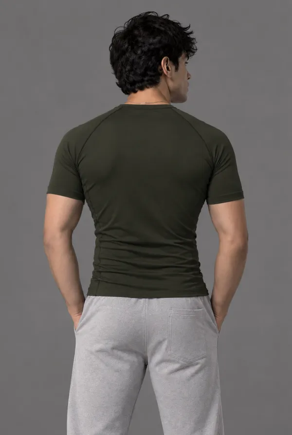 Military_Green_Half_Sleeve_Compression_Tshirt