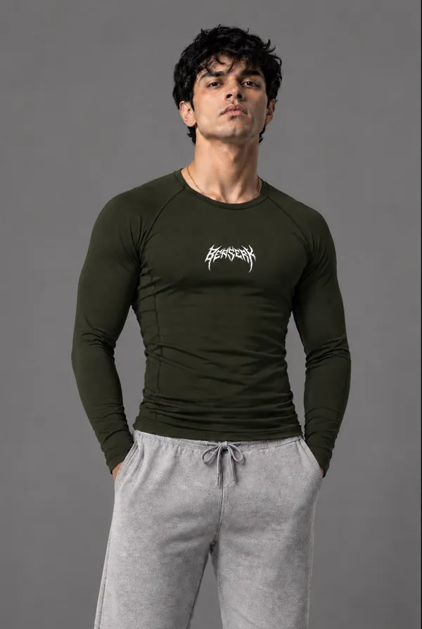 Pack_of_2-_Black_and_Green_full_sleeve_compression_tees