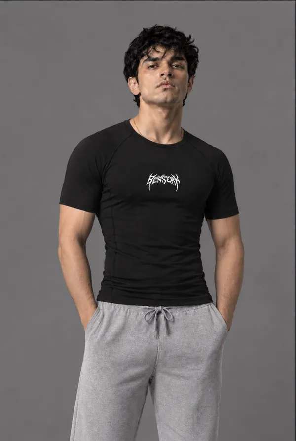 Pack_of_2-_Black_and_Green_half_sleeve_compression_tees