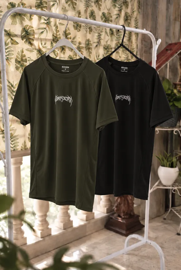 Pack_of_2-_Black_and_Green_half_sleeve_compression_tees
