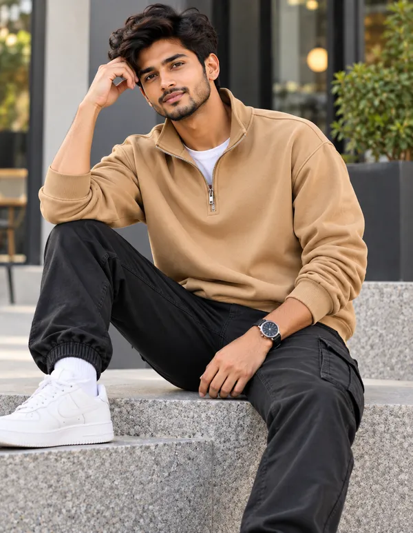 Tan_Quarter_Zip_Sweatshirt_for_Men