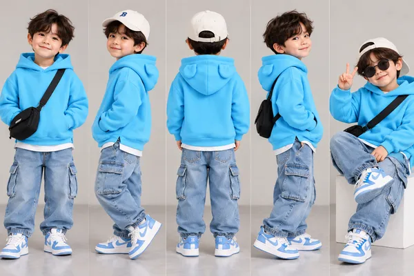 Blue_Casual_Fit_Hooded_Pullover