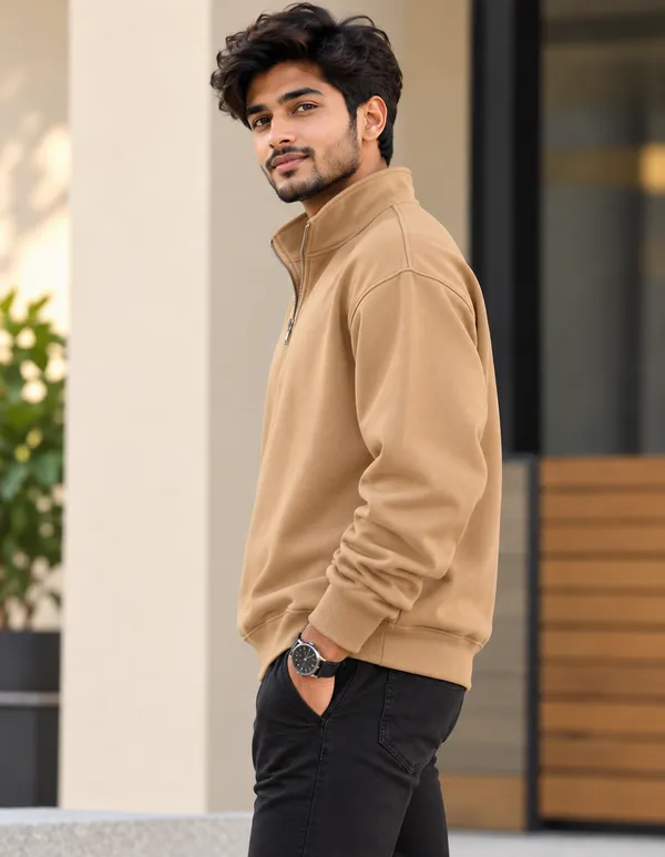 Tan_Quarter_Zip_Sweatshirt_for_Men