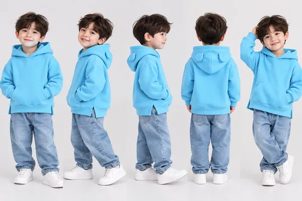 Blue_Casual_Fit_Hooded_Pullover