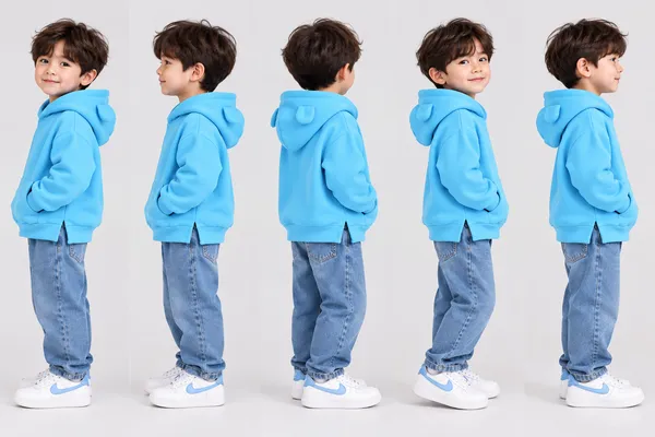 Blue_Casual_Fit_Hooded_Pullover