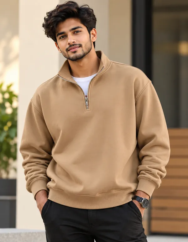 Tan_Quarter_Zip_Sweatshirt_for_Men