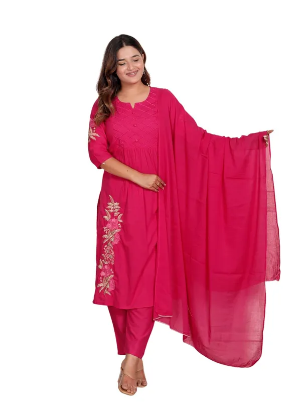 Pink_Cotton_Printed_Straight_Kurti_With_Pant_Dupatta_Set_For_Women