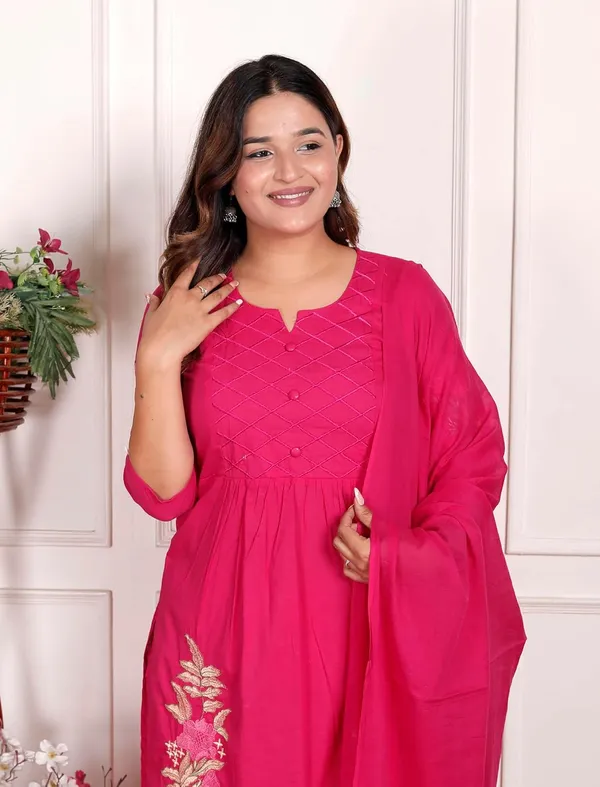 Pink_Cotton_Printed_Straight_Kurti_With_Pant_Dupatta_Set_For_Women