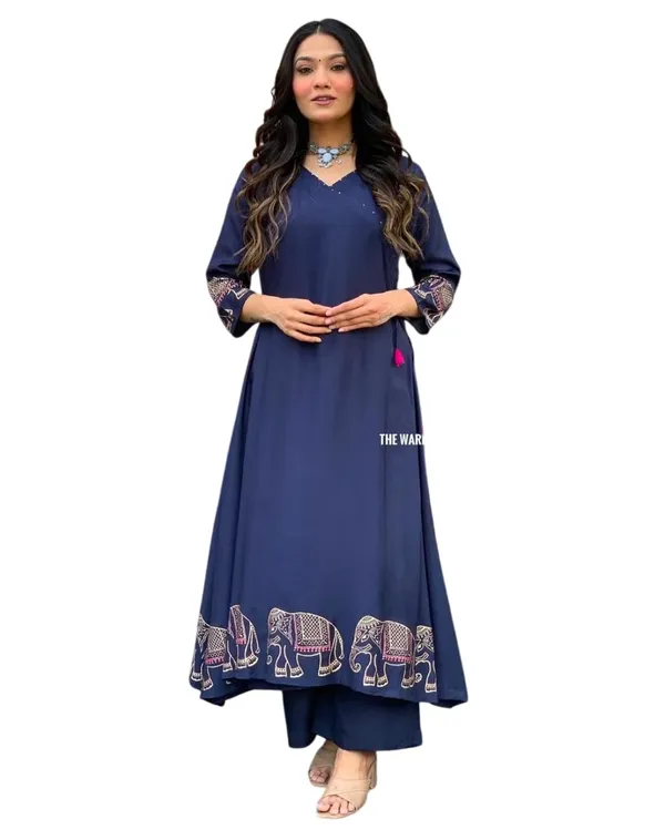 Blue_Rayon_Regular_Straight_Kurti_With_Pant_Set_For_Women