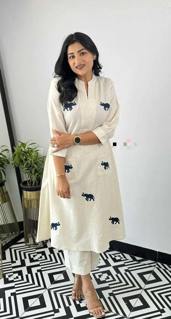 White_Cotton_Printed_Straight_Kurti_Pant_Dupatta_Set_For_Women
