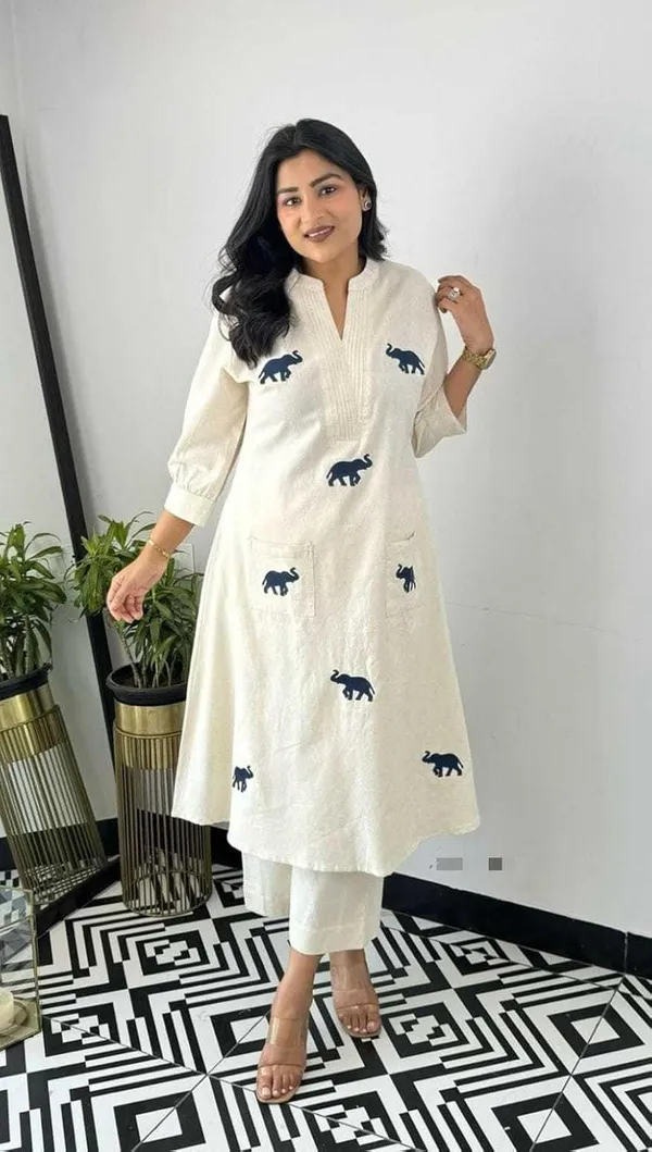 White_Cotton_Printed_Straight_Kurti_Pant_Dupatta_Set_For_Women