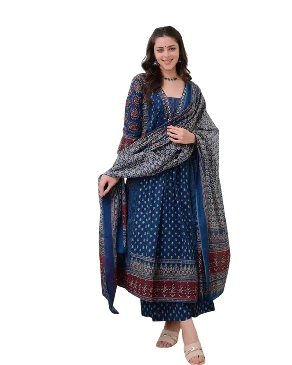 Blue_Cotton_Regular_Printed_Straight_Kurti_Set_With_Pant_Dupatta_For_Women