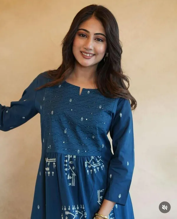 Blue_Cotton_Regular_Embroidered_Anarkali_Kurti_With_Pant_Set_For_Women