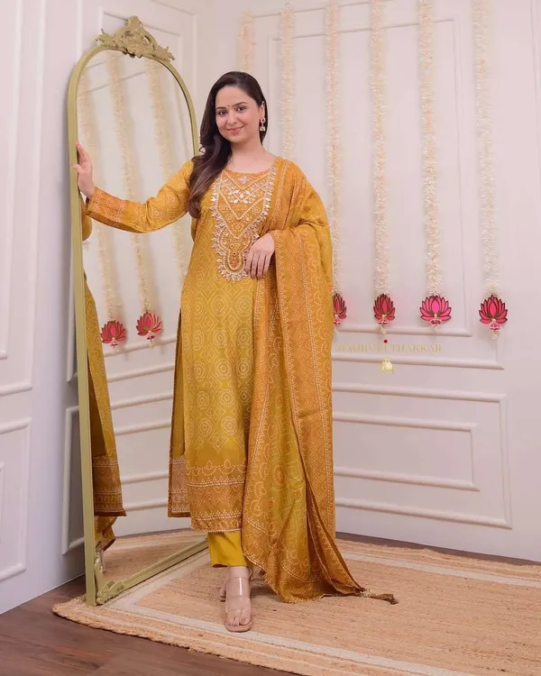 Yellow_Cotton_Regular_Embroidered_Straight_Kurti_Pant_Dupatta_Set_For_Women